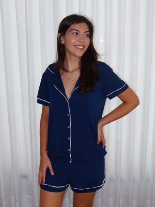 Pijama Curto Azul Marinho