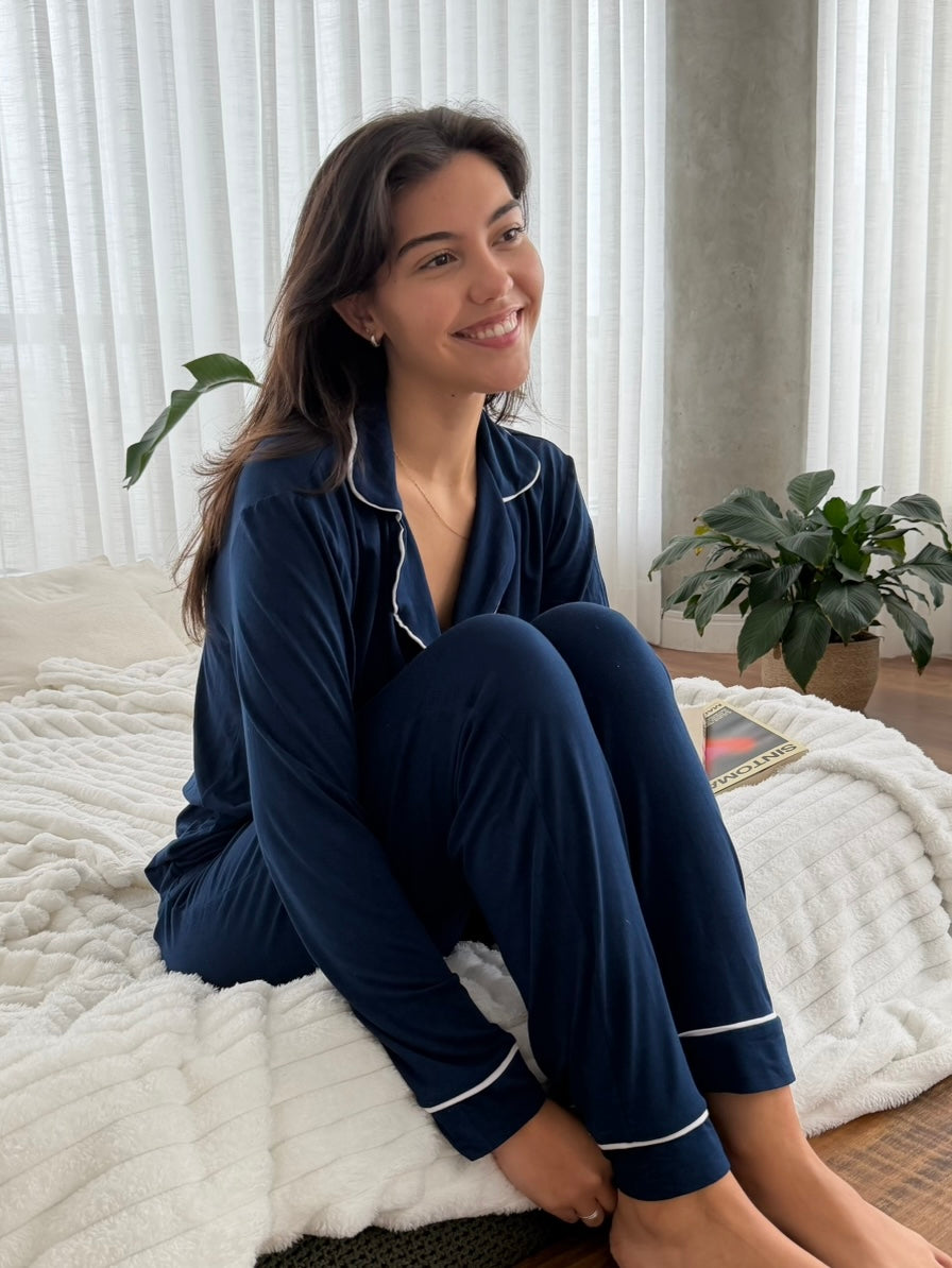 Pijama Longo Azul Marinho